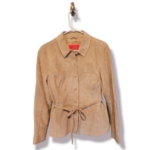 Genuine Leather Jacket with Tie by Isaac Mizrahi